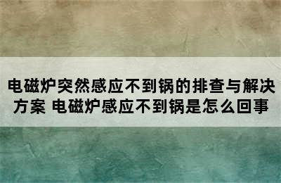 电磁炉突然感应不到锅的排查与解决方案 电磁炉感应不到锅是怎么回事